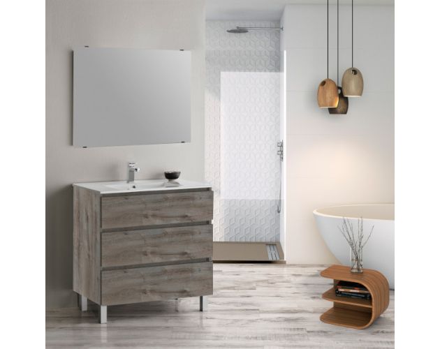 Conjunto De Mueble De Baño Roble Martina 80cm Conjunto De Mueble De Baño Roble Martina 80cm