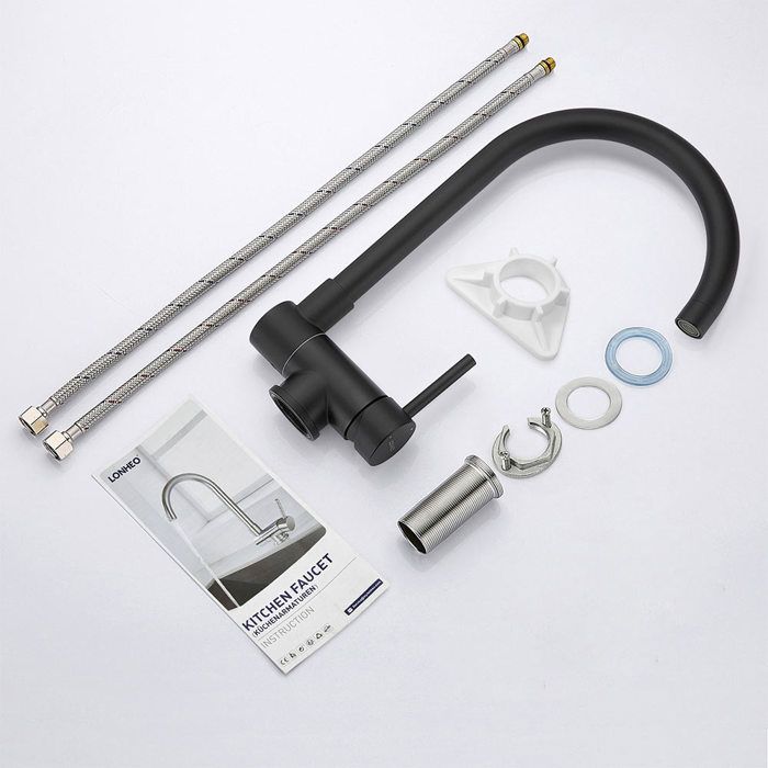 Grifo de cocina - acero inoxidable - negro - plegable - rotación 360° - air