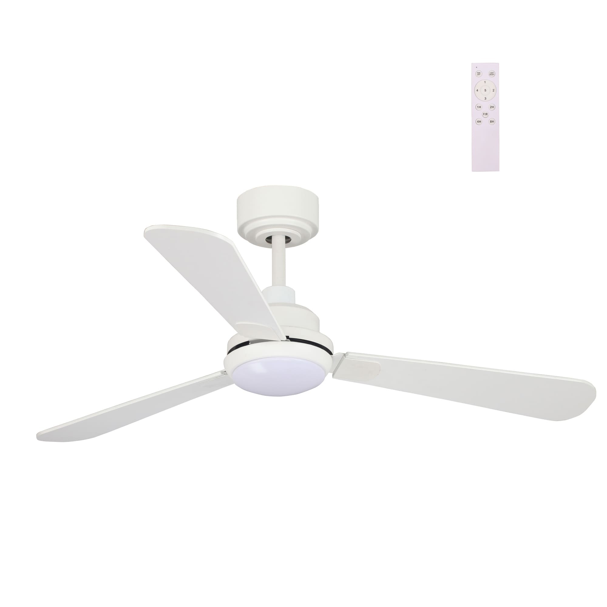 Ventilador de techo con luz LED eono en blanco o gris y motor dc ø107