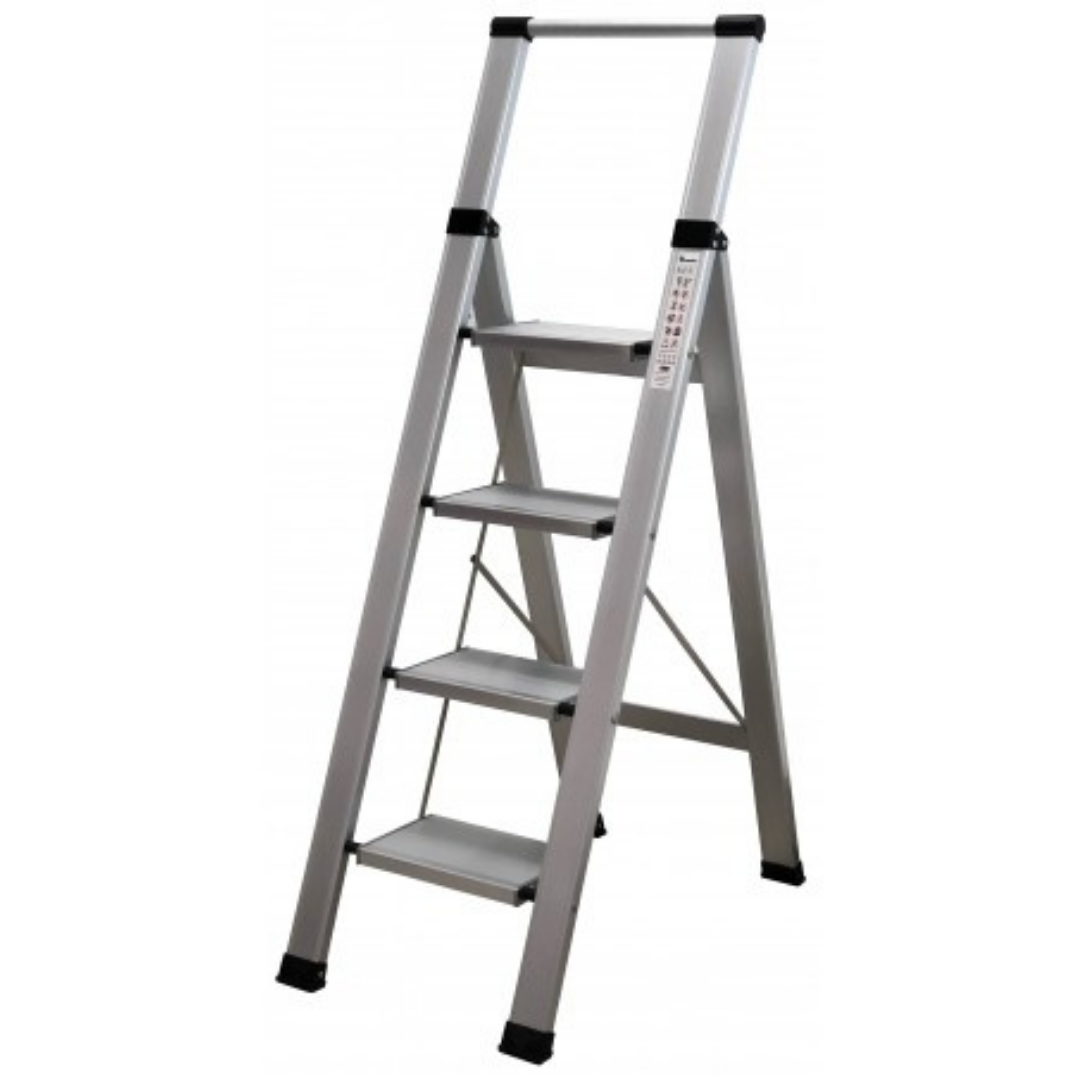 Escalera de aluminio plegable plana -4 peldaños139cm