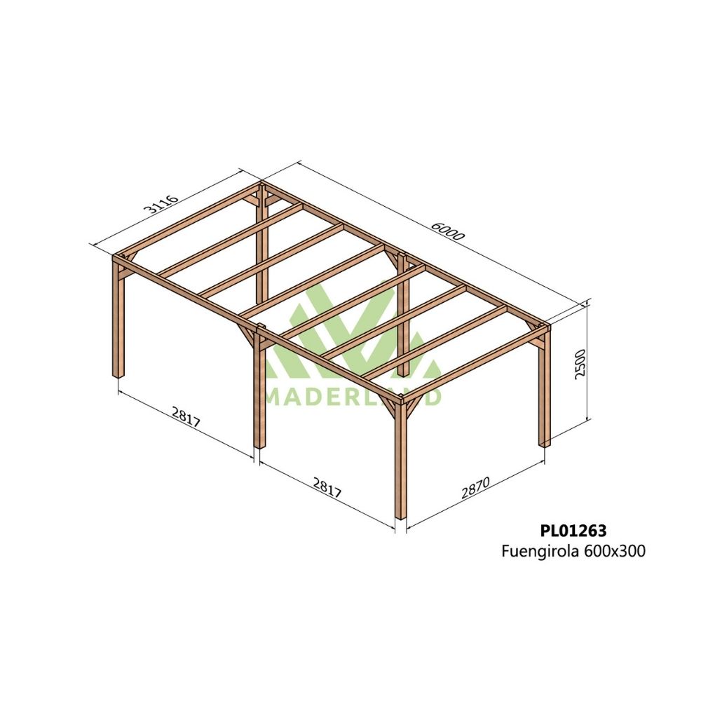 Pérgola de madera laminada - fuengirola 600x300cm (maderland)