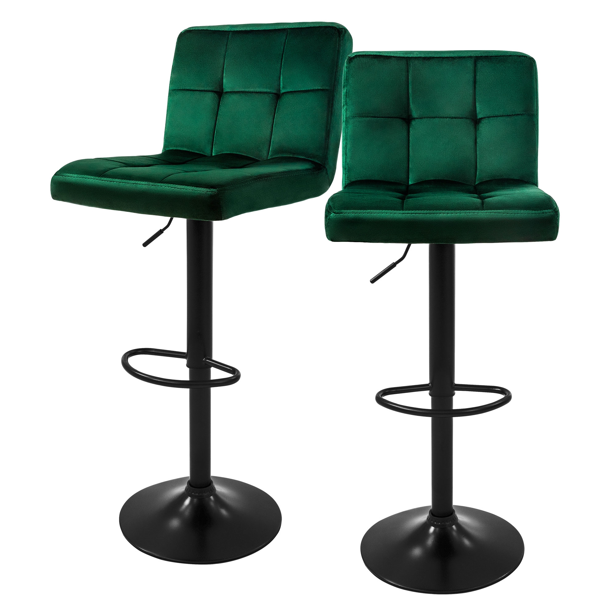 Set 2x taburetes de bar de terciopelo verde silla giratoria 360°