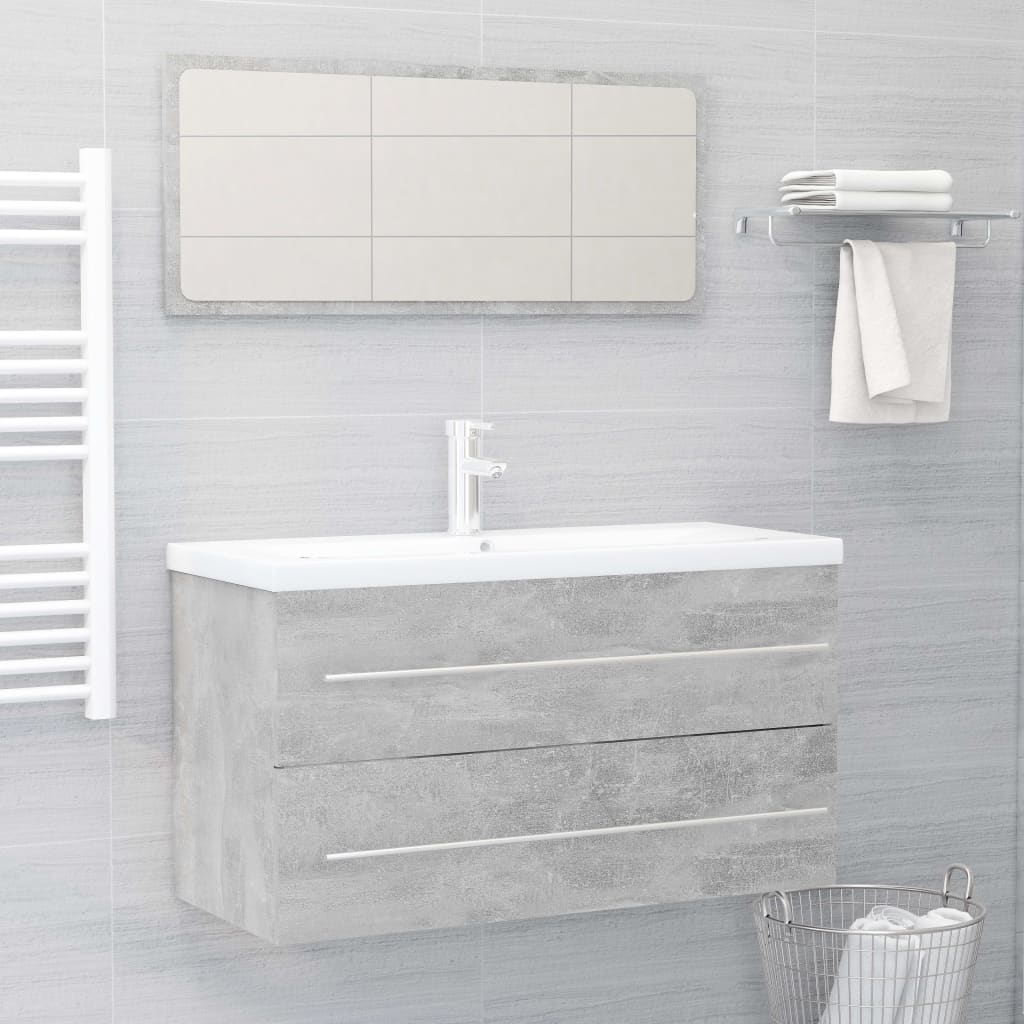 Set muebles de baño 2 piezas madera contrachapada gris hormigón(sin lavabo)