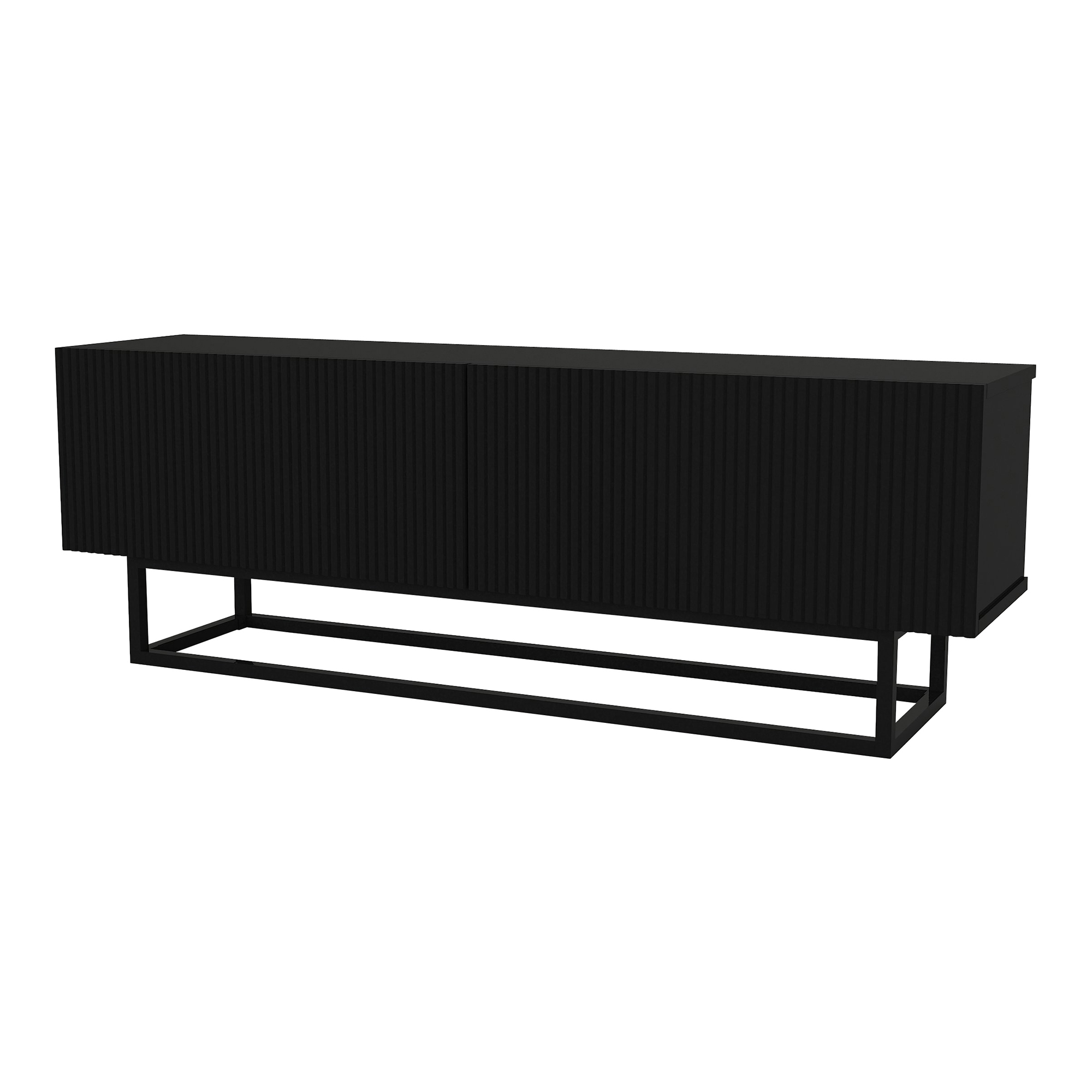 Mueble de tv verpsboga con 2 puertas base corta 135x32x47cm negro [en.casa]