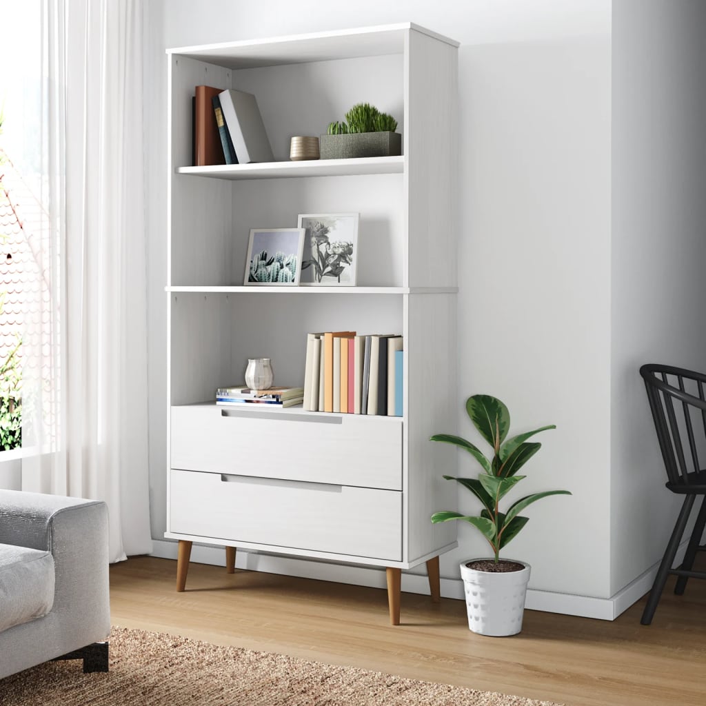 Librería molde madera maciza de pino blanco 85x35x170,5 cm
