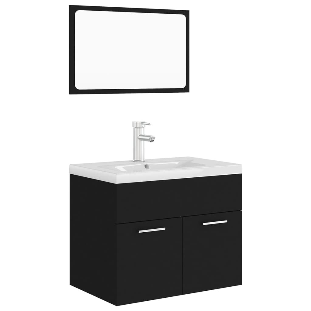 vidaXL juego de muebles de baño madera de ingeniería negro