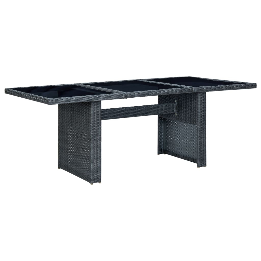 vidaXL mesa de jardín de ratán sintético y vidrio templado gris oscuro