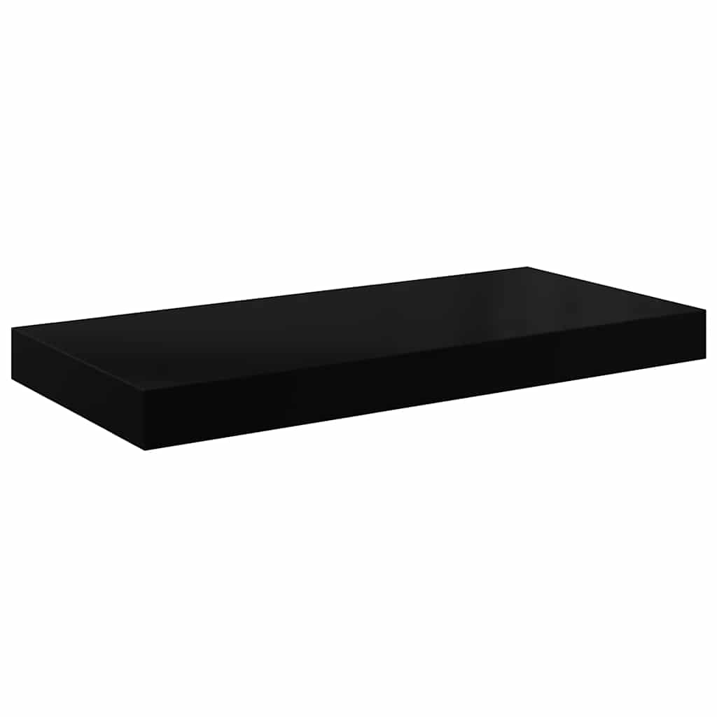 Estante flotante de pared negro brillante mdf 50x23x3,8 cm