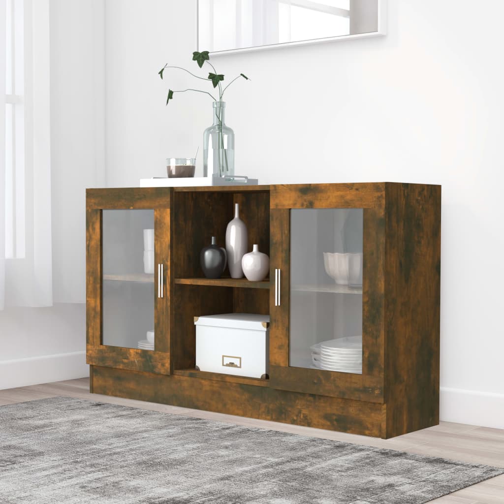 Vitrina madera contrachapada roble ahumado 120x30,5x70 cm oif558350