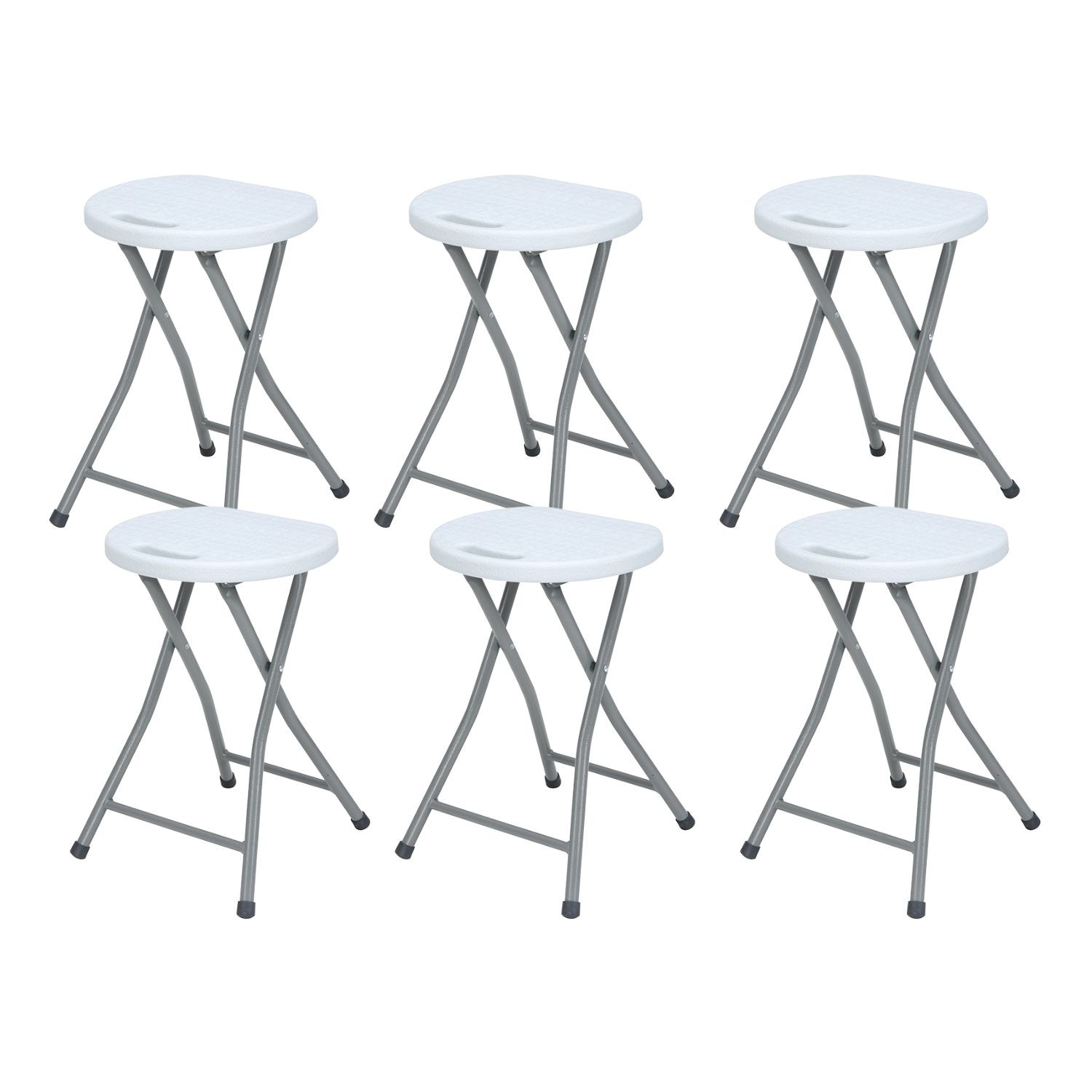 Pack 6 taburetes plegables de resina y acero 31x45cm blancos 7house
