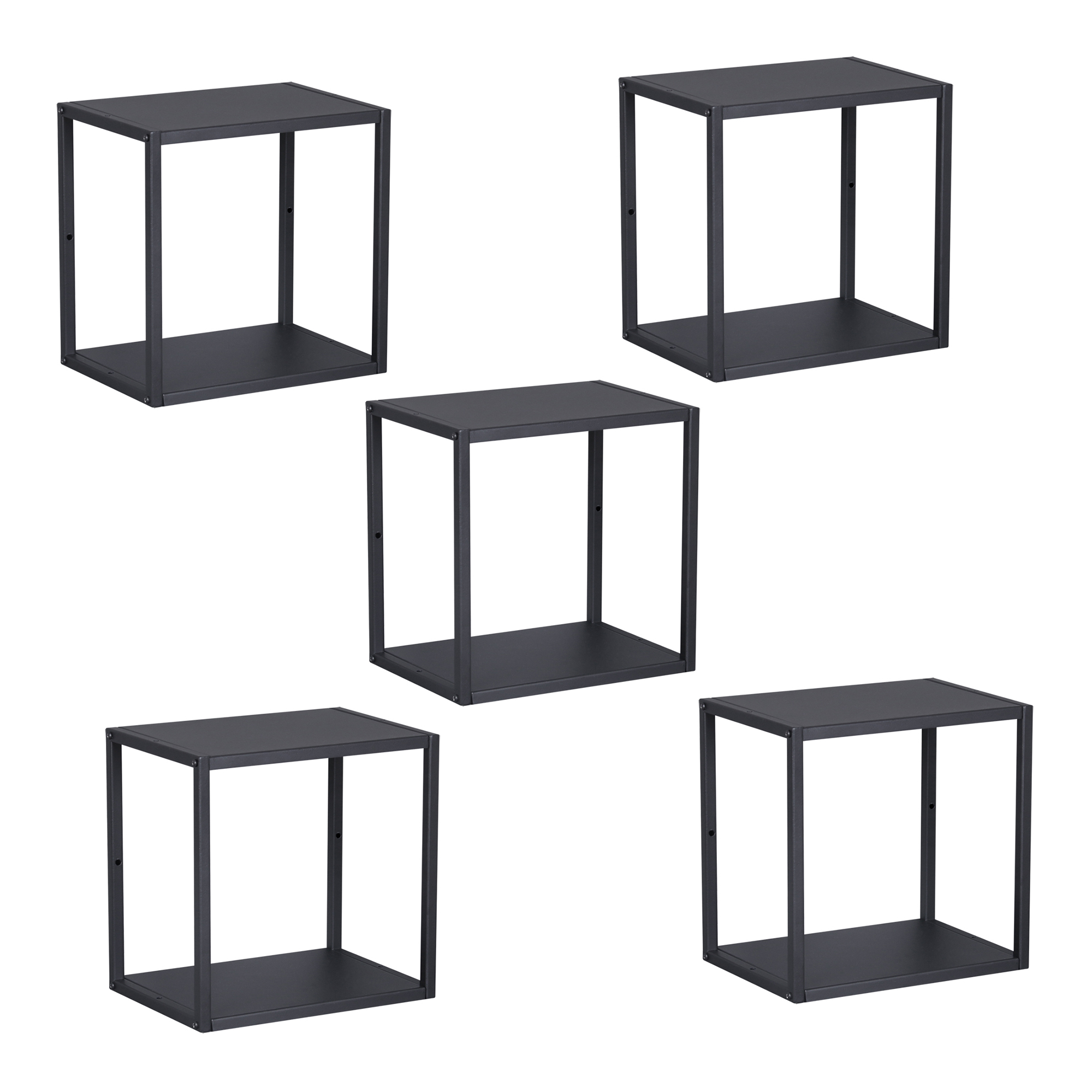 Juego de 5 estantes cubo de pared nostened metal negro [en.casa]