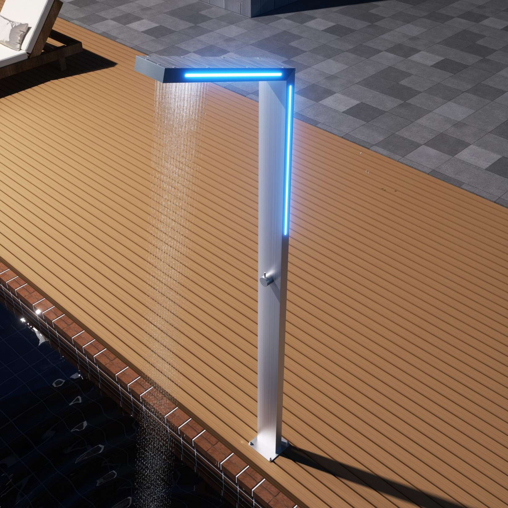 Ducha de piscina sense LED light en acero inox | poolimex