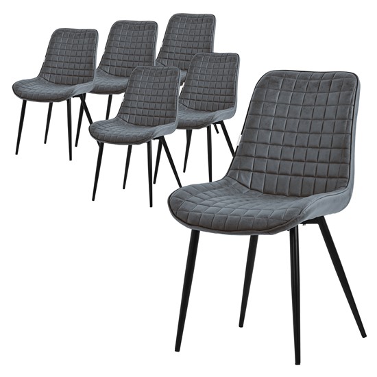Juego 6x sillas de comedor polipiel antracita sillón diseño