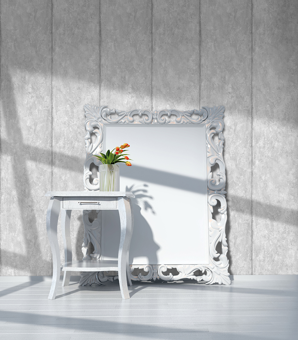 Papel pintado tnt textura cemento raya gris