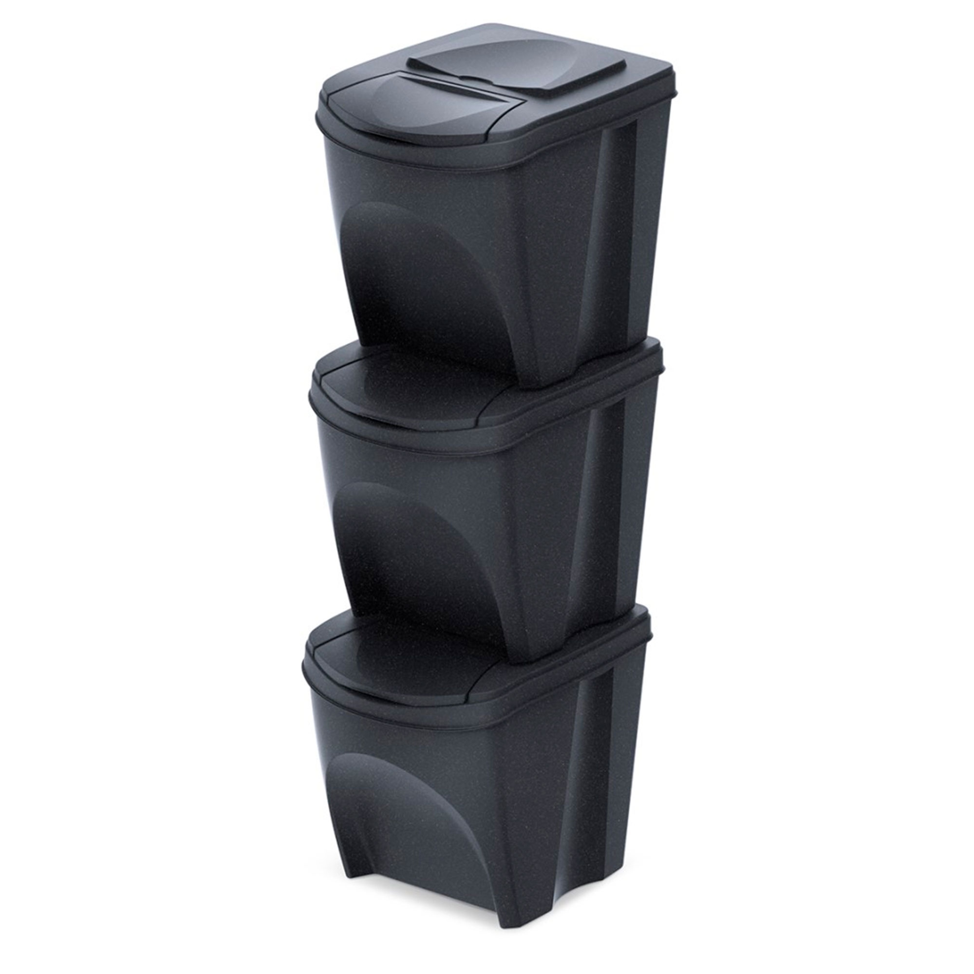 Keden set de 3 cubos de basura negro de 3x25l c/u - "sortibox
