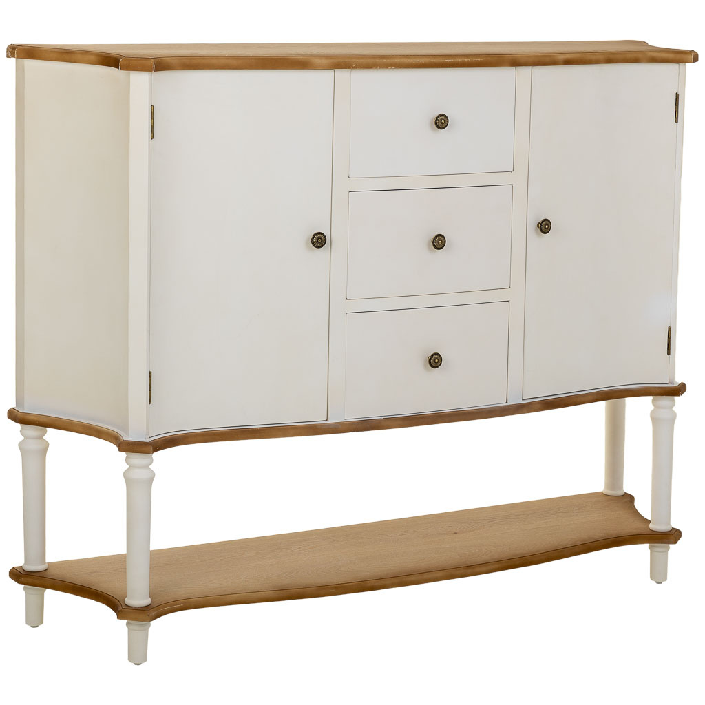 Aparador de madera blanco 150x37x114,5h cm