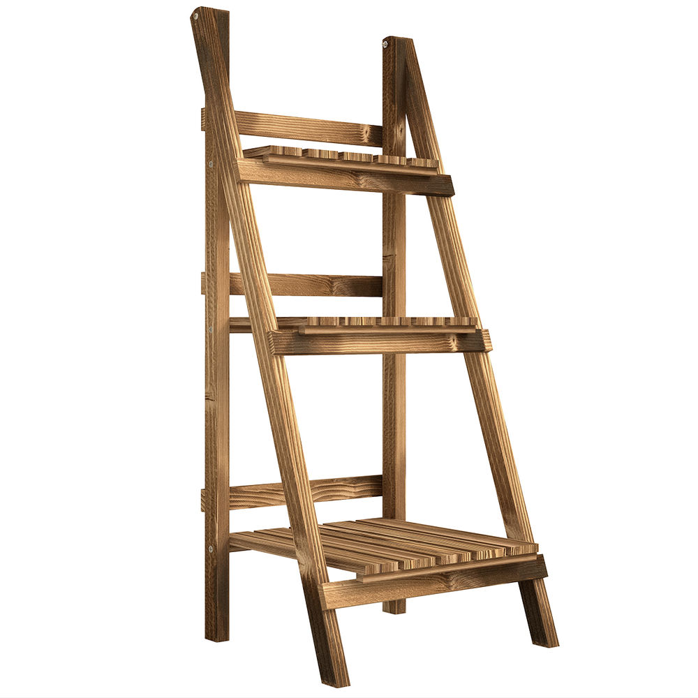 Estantería para planta 40x37x93 cm madera de abeto color marrón Outsunny