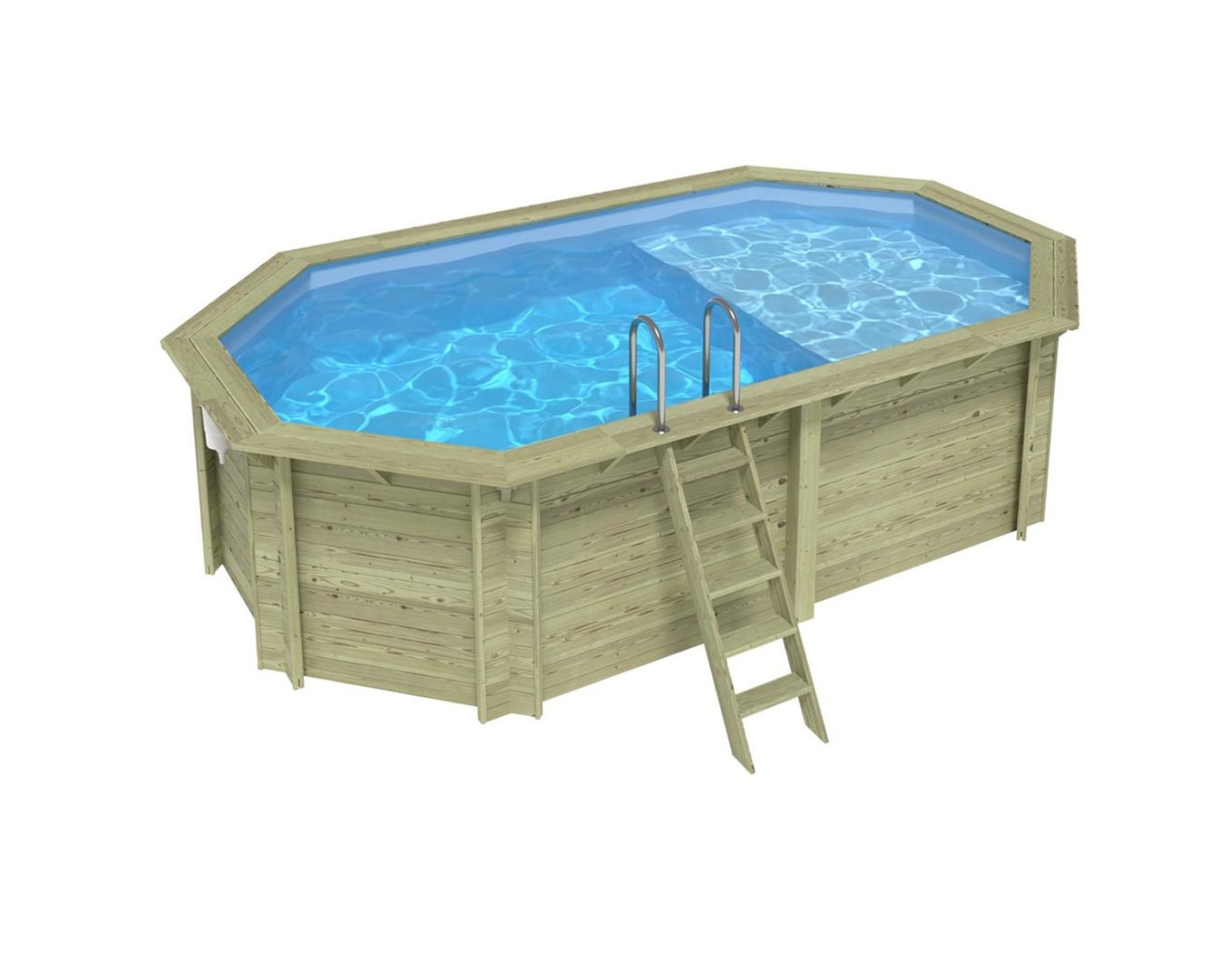 Piscina de madera nemo 5.79x3.49 – h.1.45 m con playa, azul, - sin solera