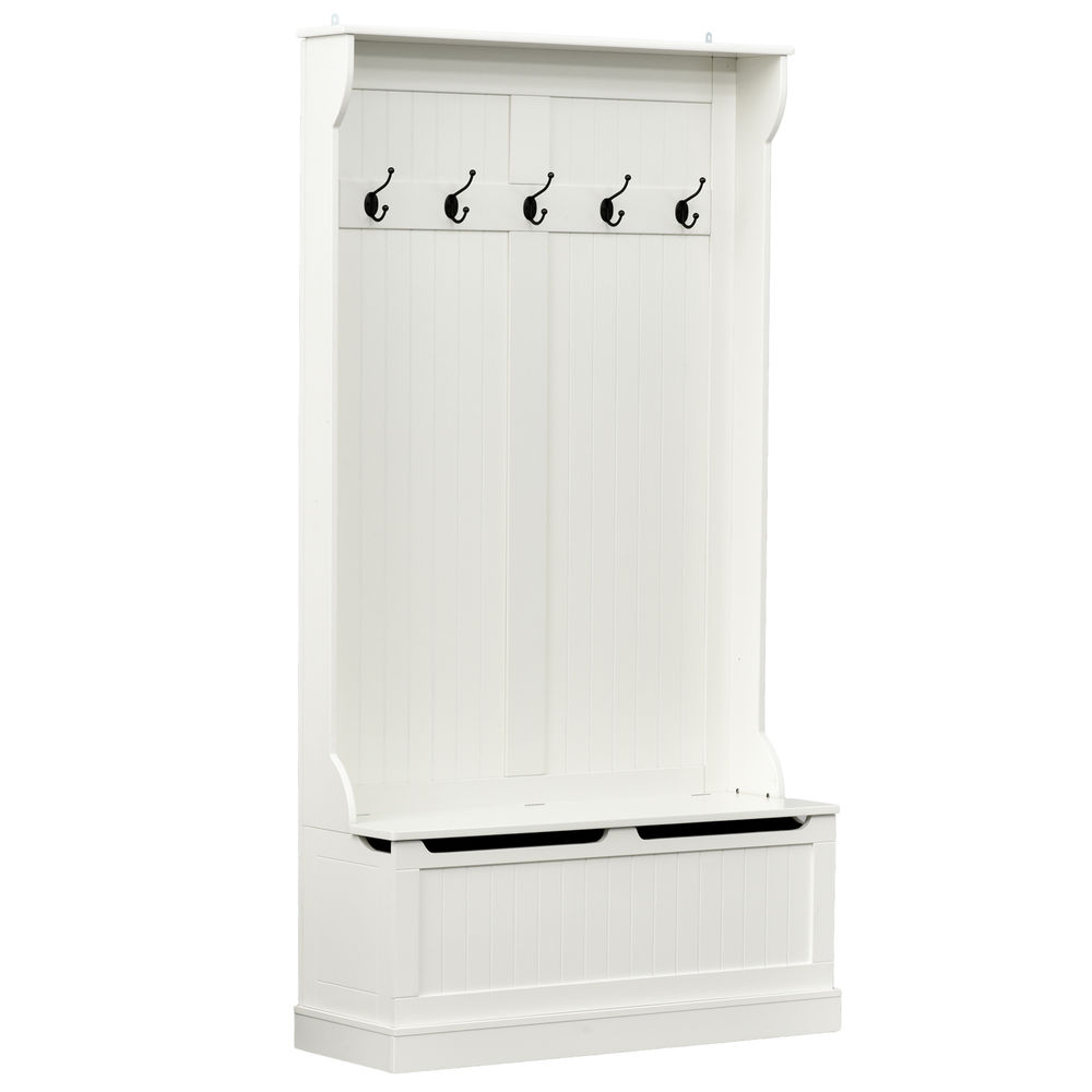Perchero con banco 96x34x179,7cm mdf color beige Homcom