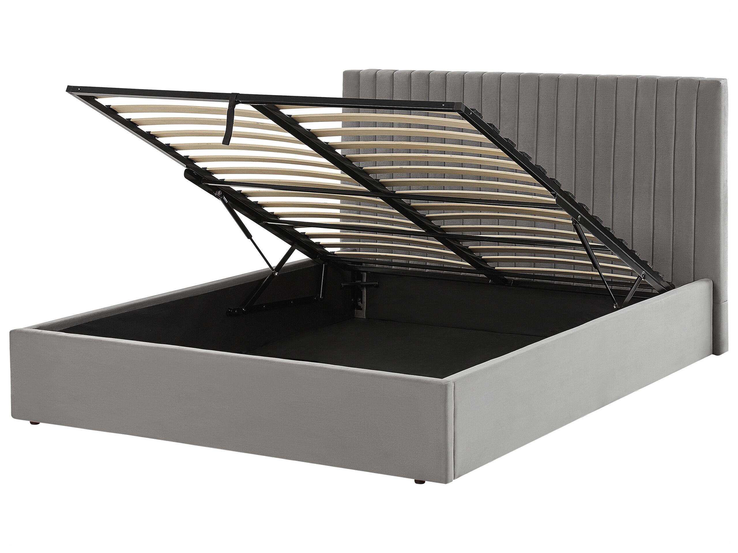 Cama con almacenaje vion terciopelo gris 160 x 200 cm
