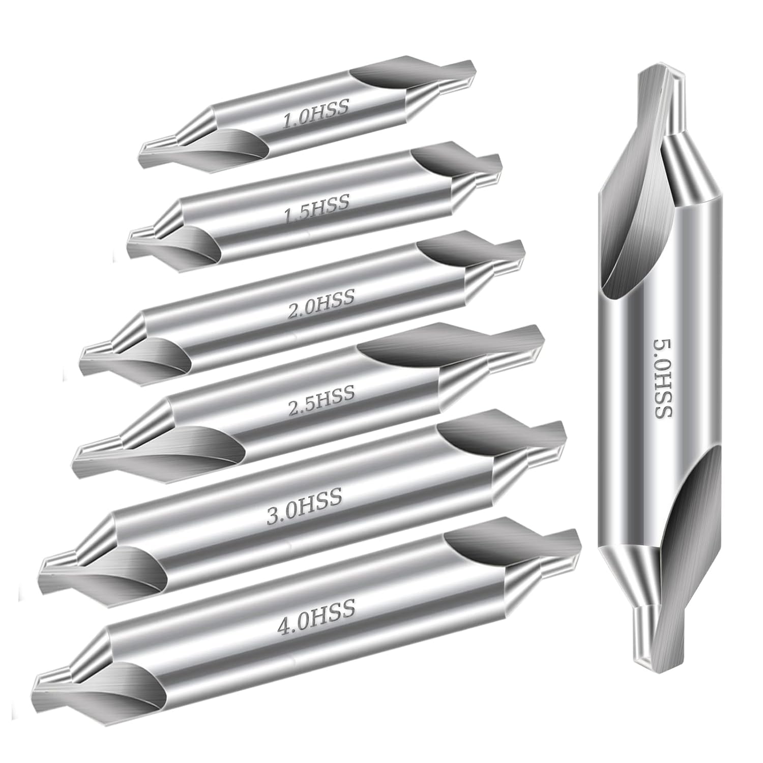 Juego 7 brocas centrado HSS 60° 1,0-5,0mm