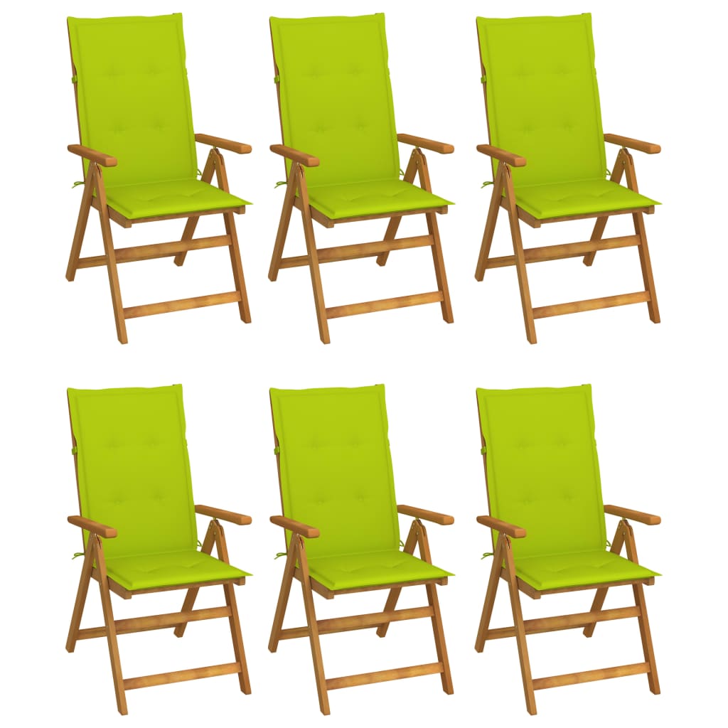 vidaXL sillas de jardín plegables 6 uds y cojines madera maciza acacia