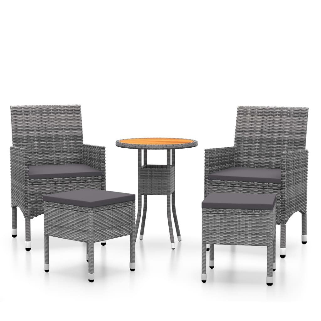 vidaXL juego de muebles de jardín de 5 piezas ratán sintético gris