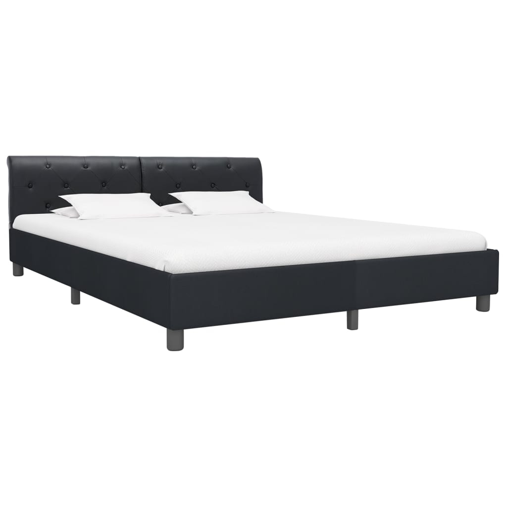 vidaXL estructura de cama de cuero sintético negro 180x200 cm