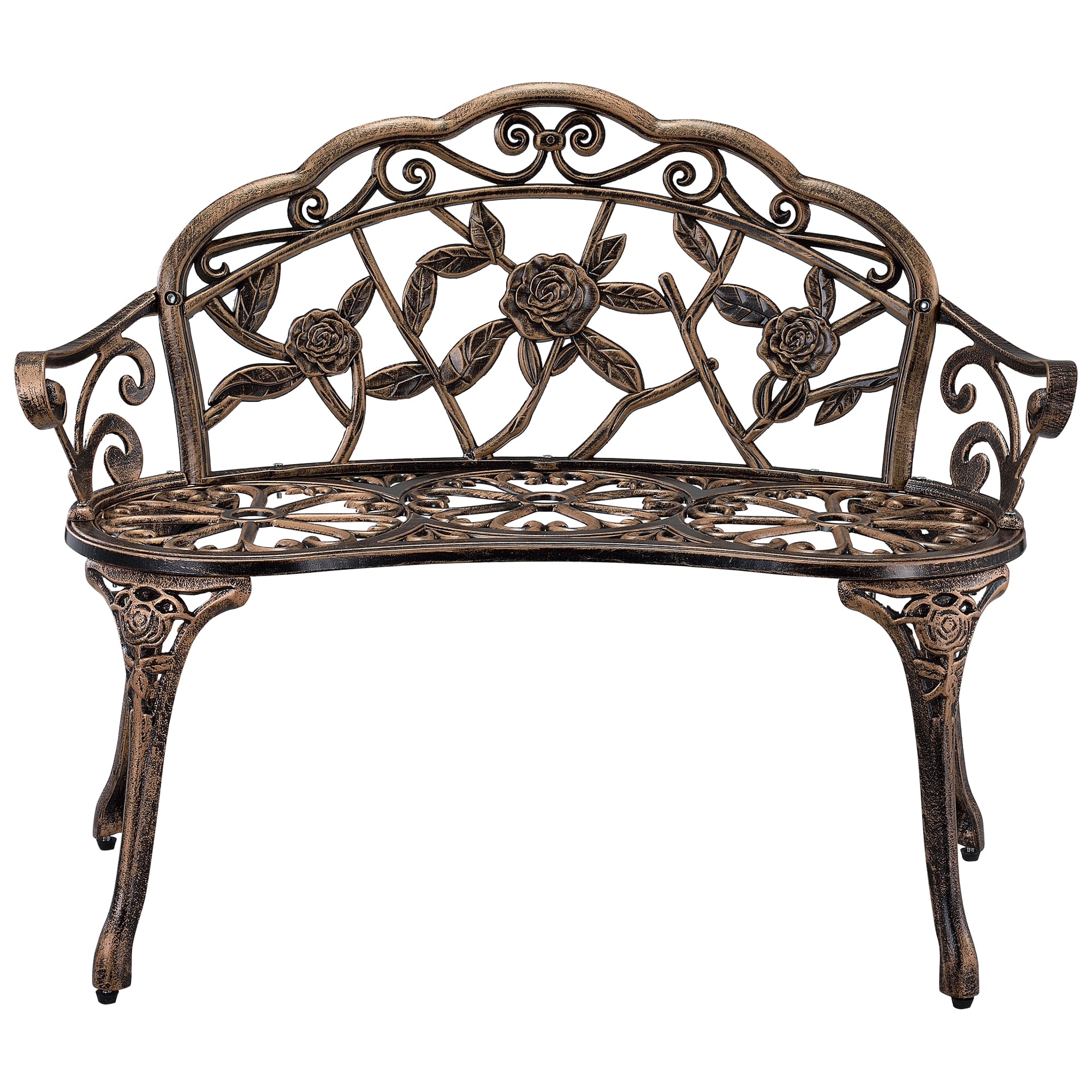 Banco para jardín monfalcone exterior 2 plazas hierro 99x54x78cm bronce
