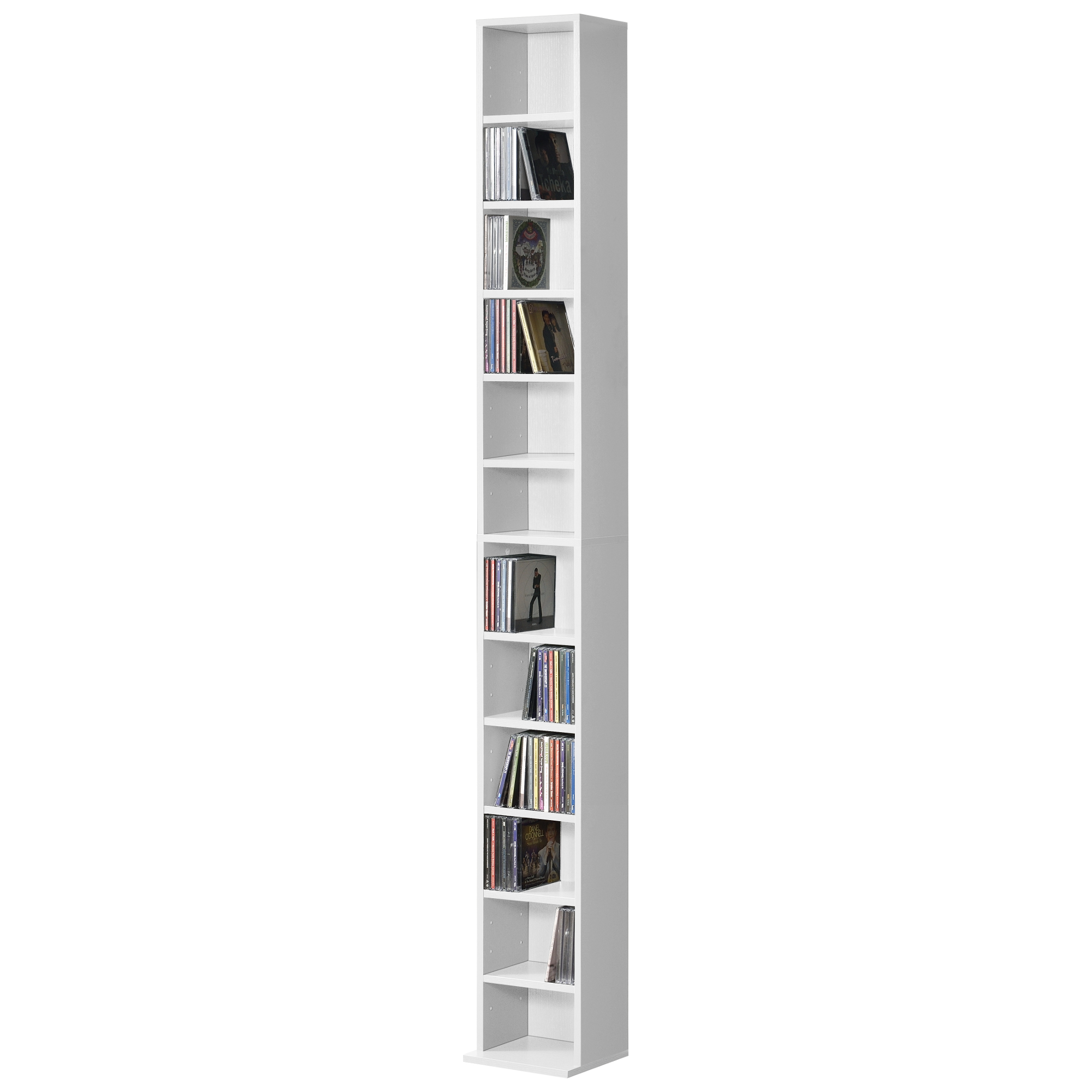 Estantería para cds tynset 12 compartimientos 175x20x20cm blanco [en.casa]