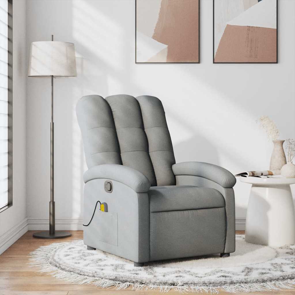 Sillón reclinable de masaje de tela gris claro qweo6743
