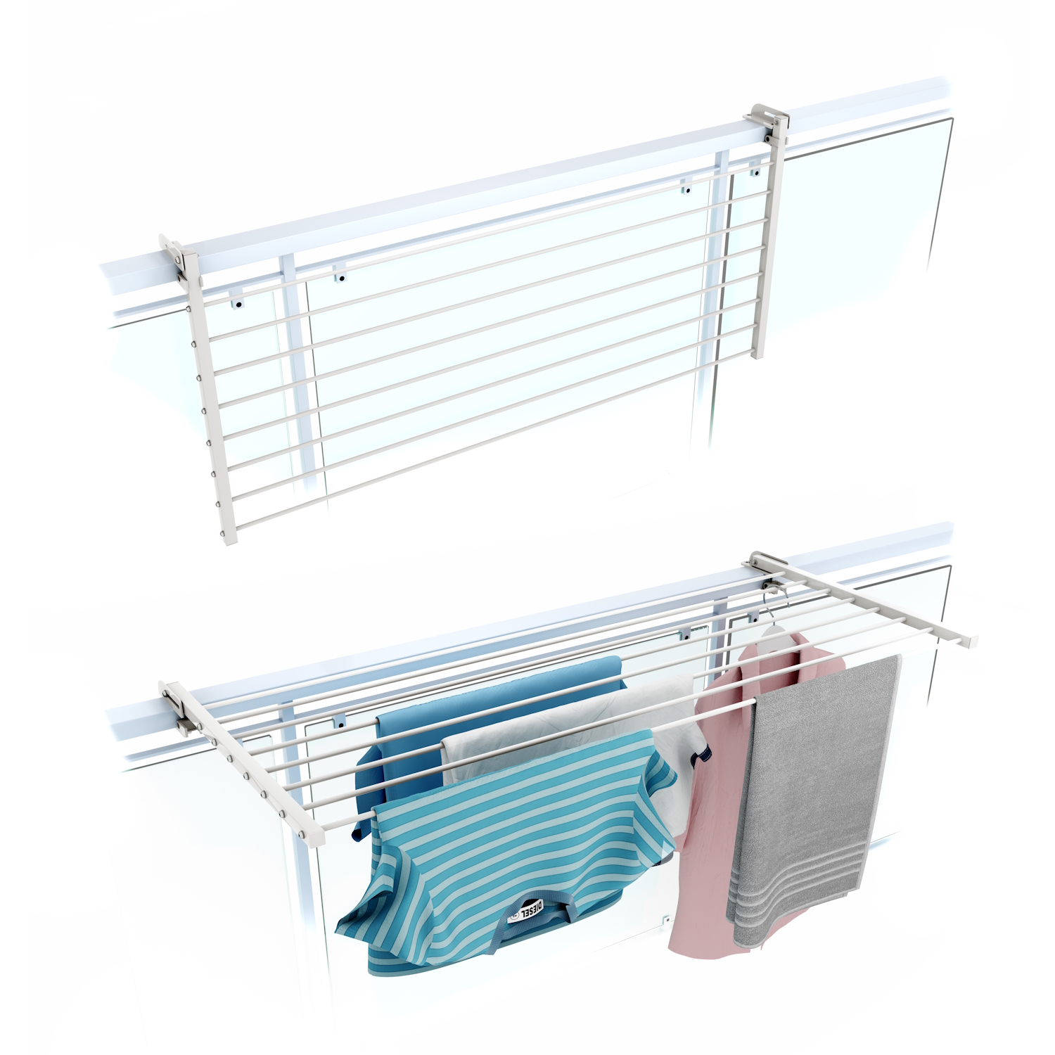 Tendedero doble dirección, 118 cm, foxydry duo, blanco