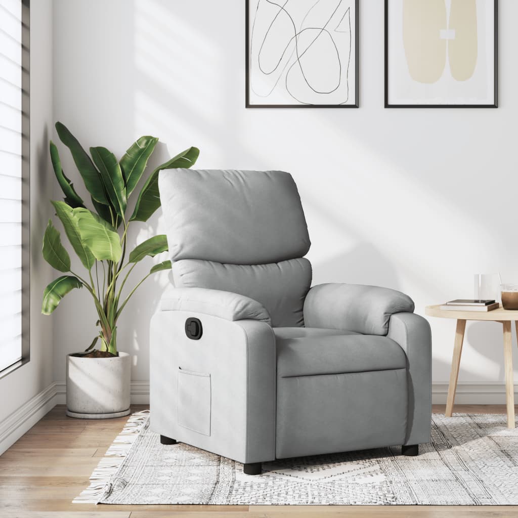 Sillón reclinable de tela gris claro qweo9644