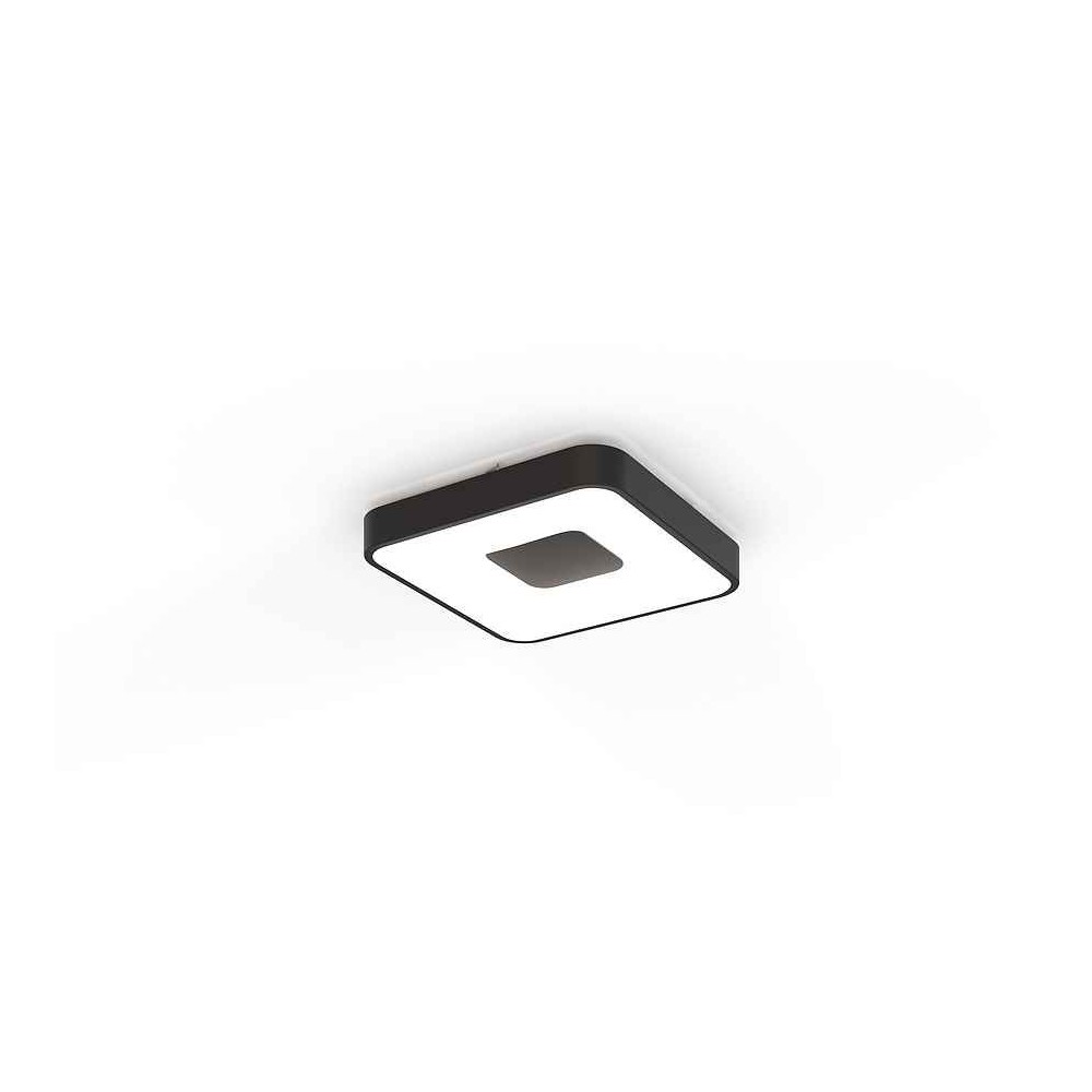 Mantra plafón de techo LED cuadrado negro coin regulable con mando y app