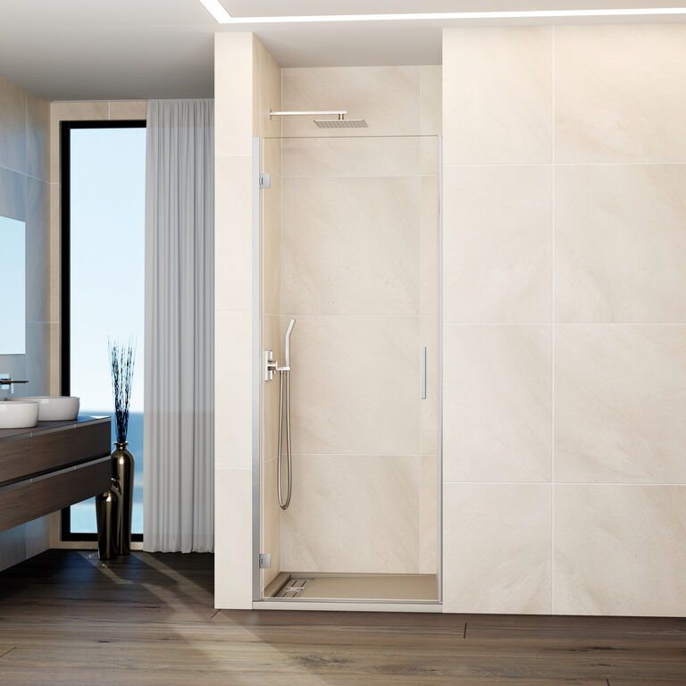 Mampara glass 83,2-85,2cm - bisagra perfil - cierre imán a pared - cromo