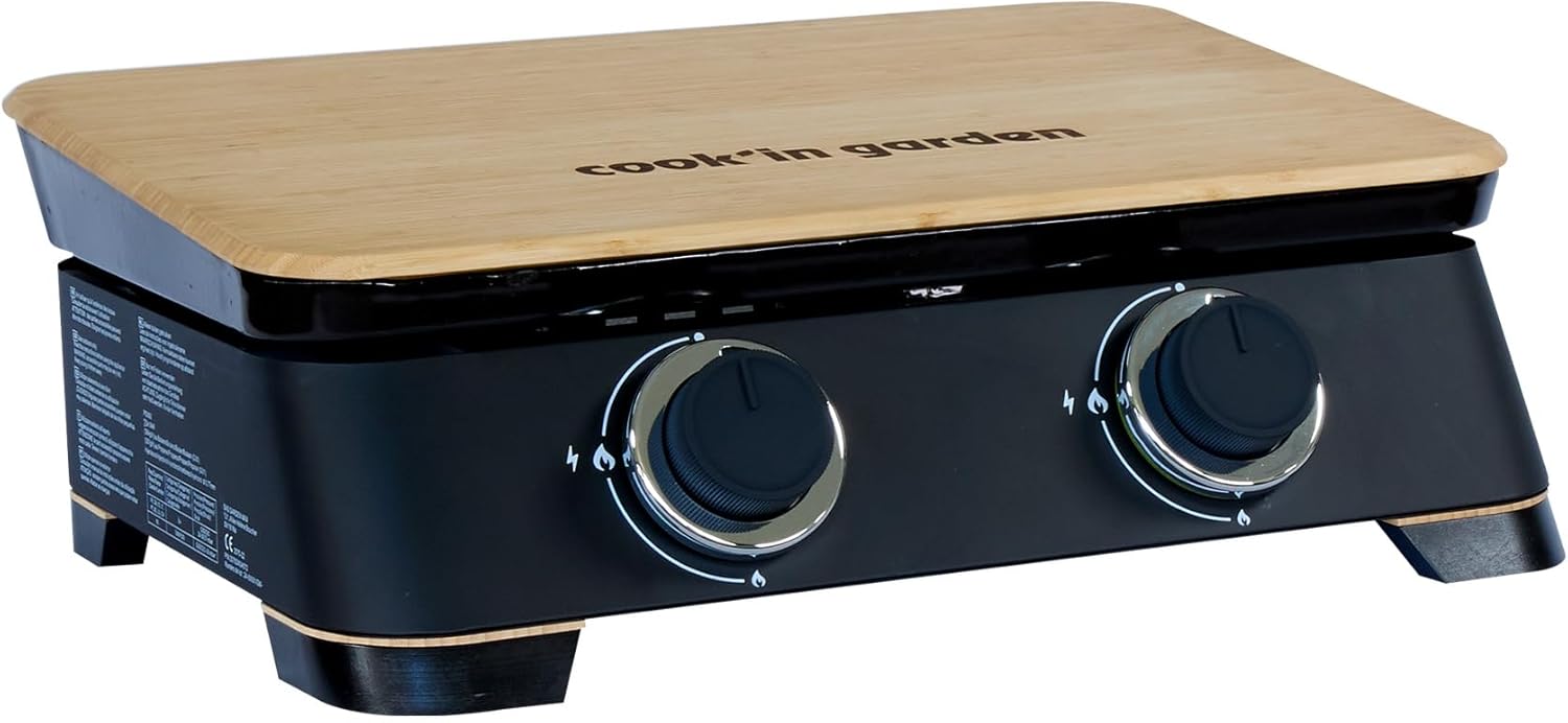 Plancha de gas dune 60 con 2 quemadores y recogegrasas