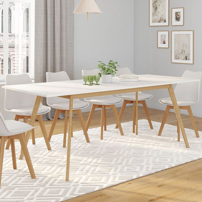 Mesa de comedor extensible blanca - 160-200 cm
