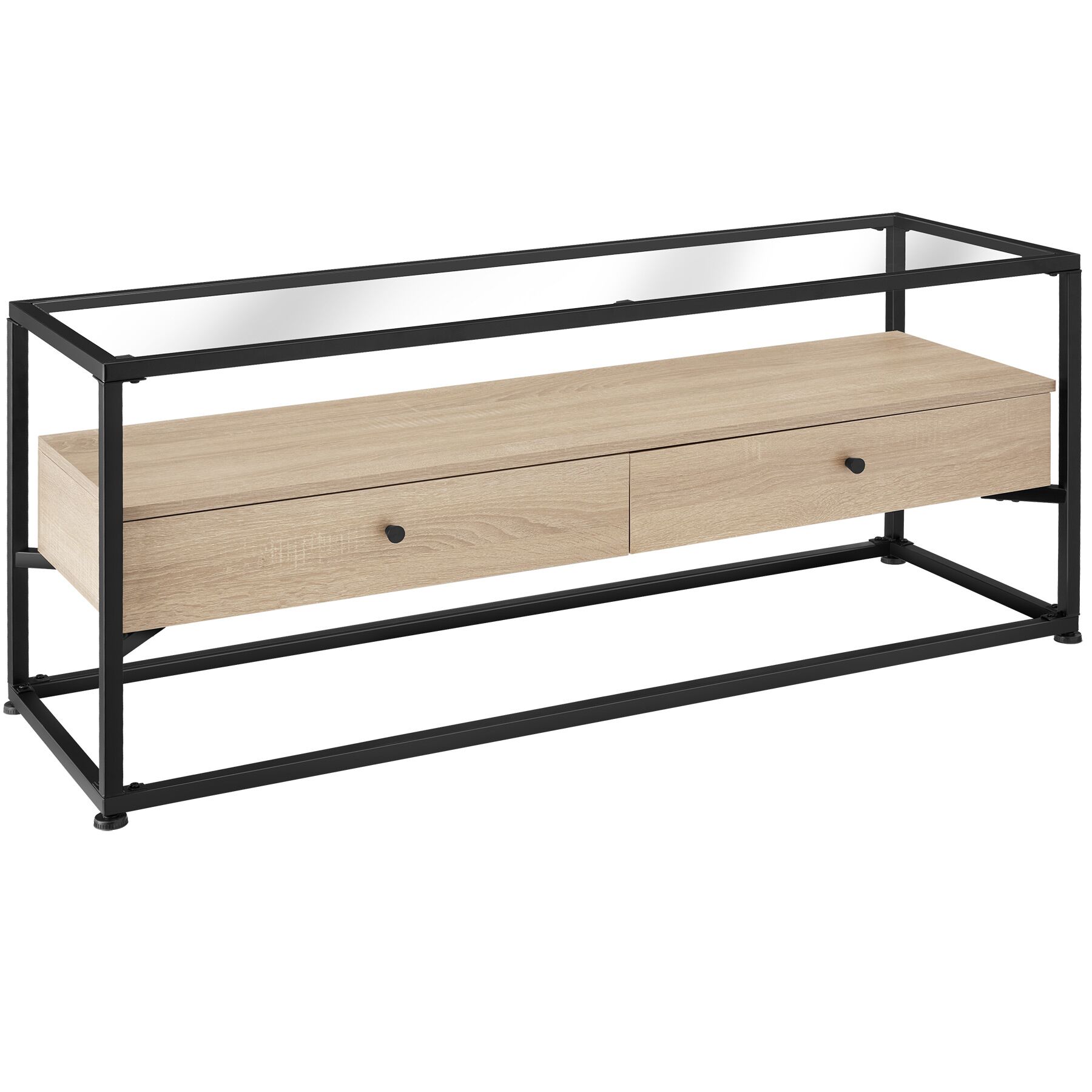 Mueble bajo estilo industrial para tv 121,5x41,5x50,5 cm madera clara