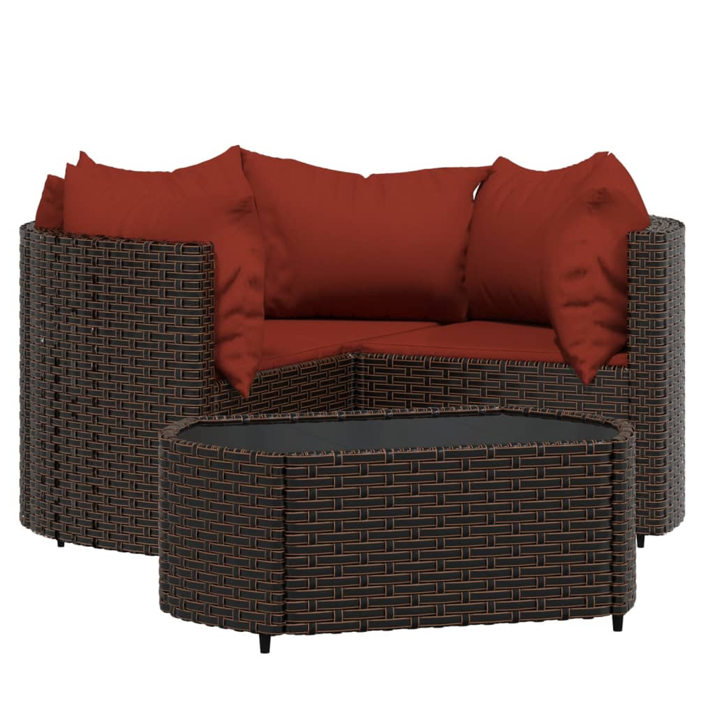 vidaXL set muebles de jardín 4 piezas y cojines ratán sintético marrón