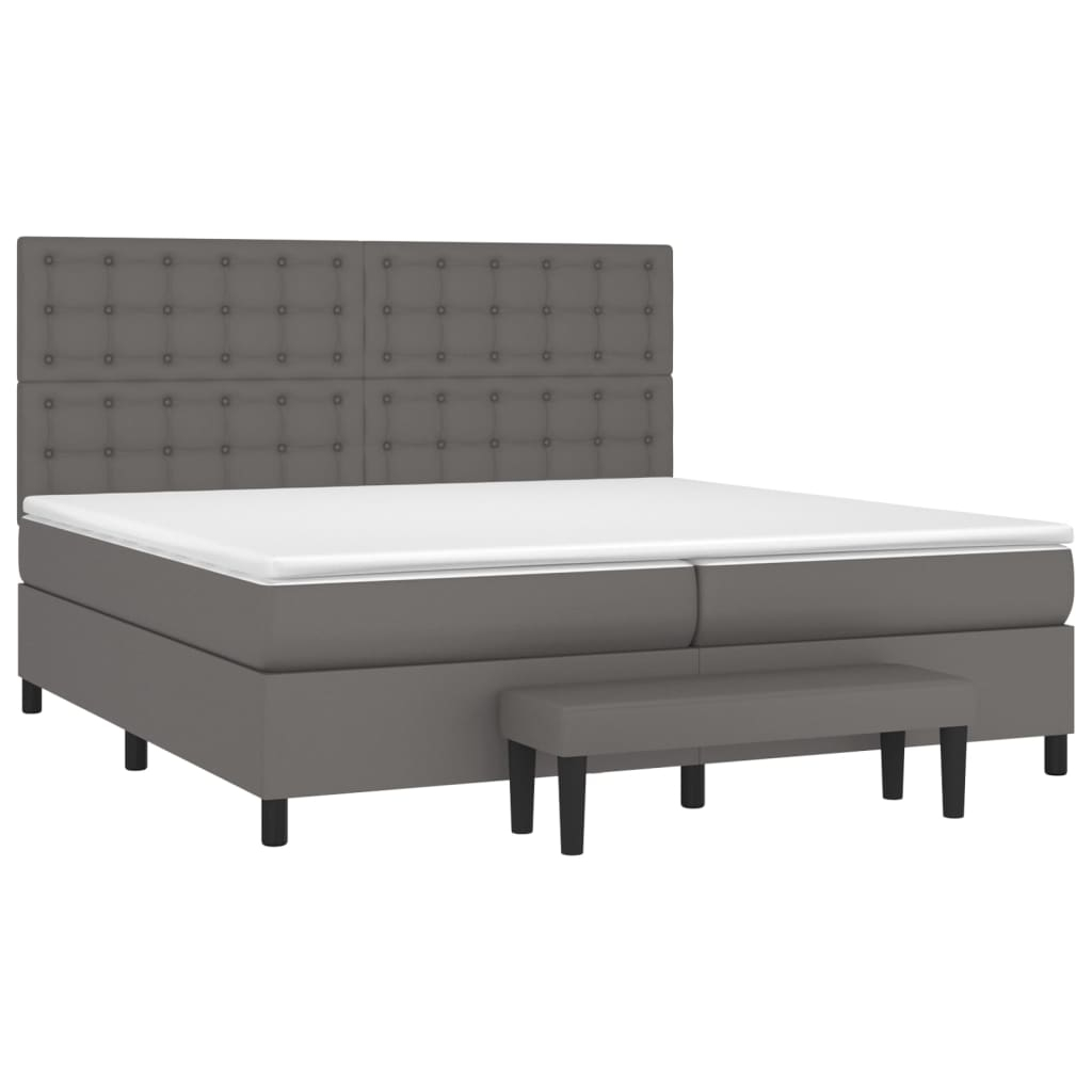 vidaXL cama box spring con colchón cuero sintético gris 200x200 cm