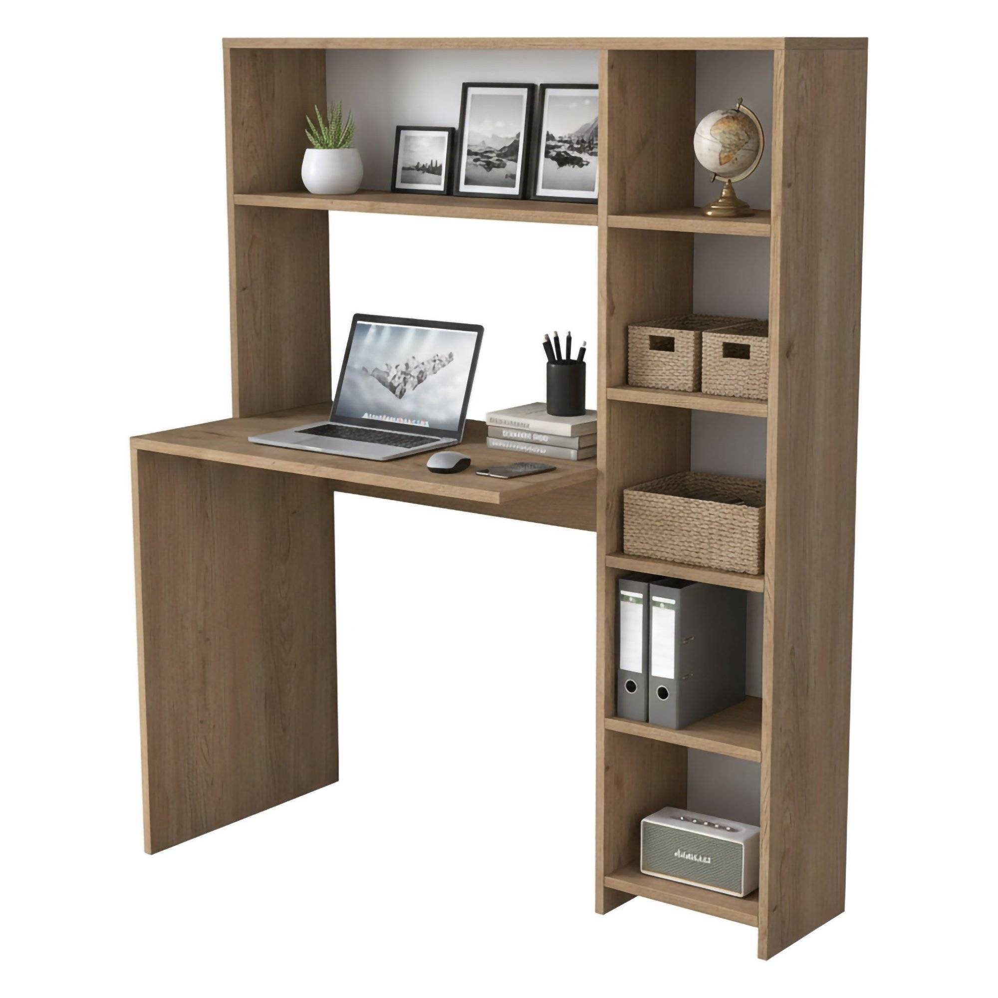 Escritorio arapaho, 6 compartimentos, madera noble roble