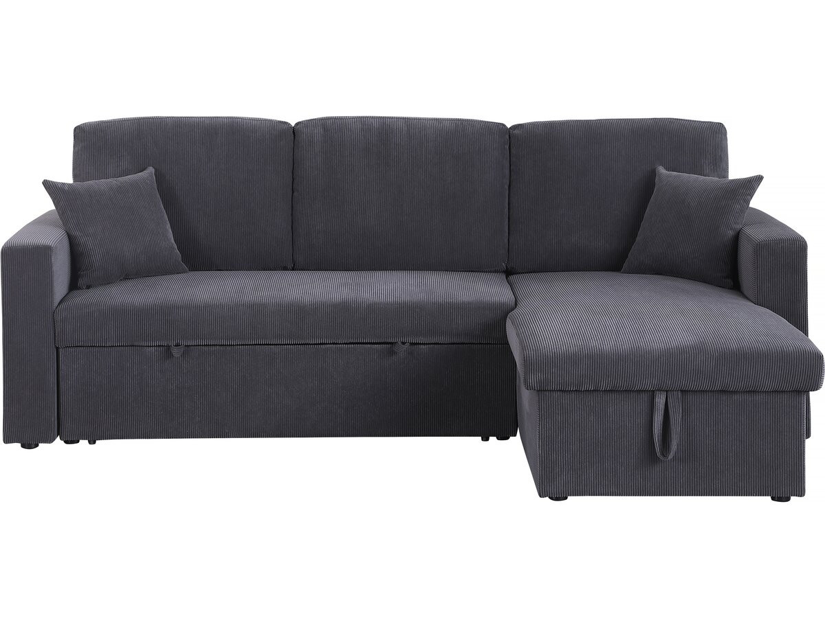 Sofá esquinero convertible de pana <<alain>> - 3 asientos - gris