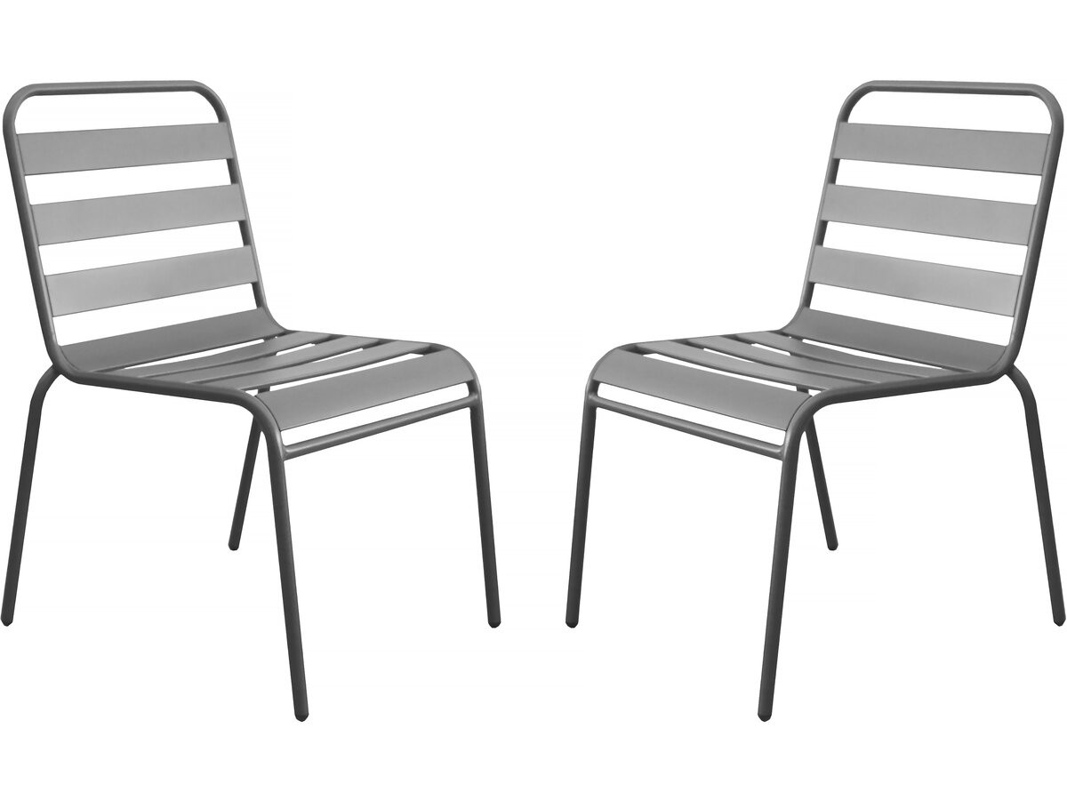 Conjunto de 2 sillas de jardín metálicas apilables "bilbao" - topo