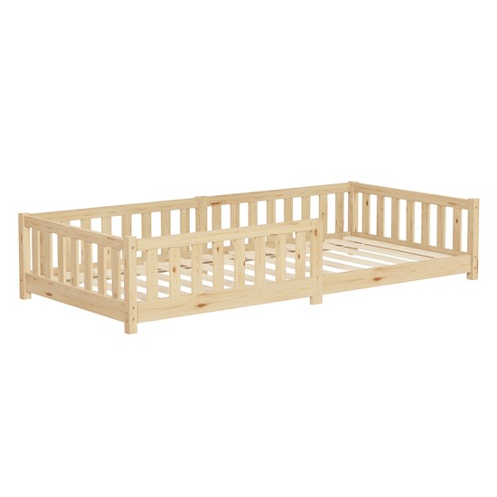 Cama de suelo infantil 90 x 200 cm natural madera maciza de pino