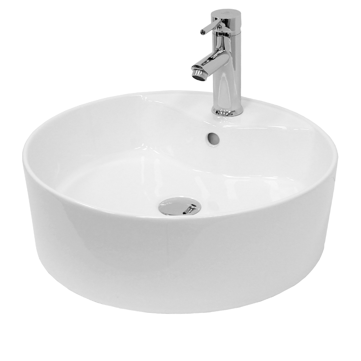 Lavabo ceramico redondo 460 x 155 mm blanco