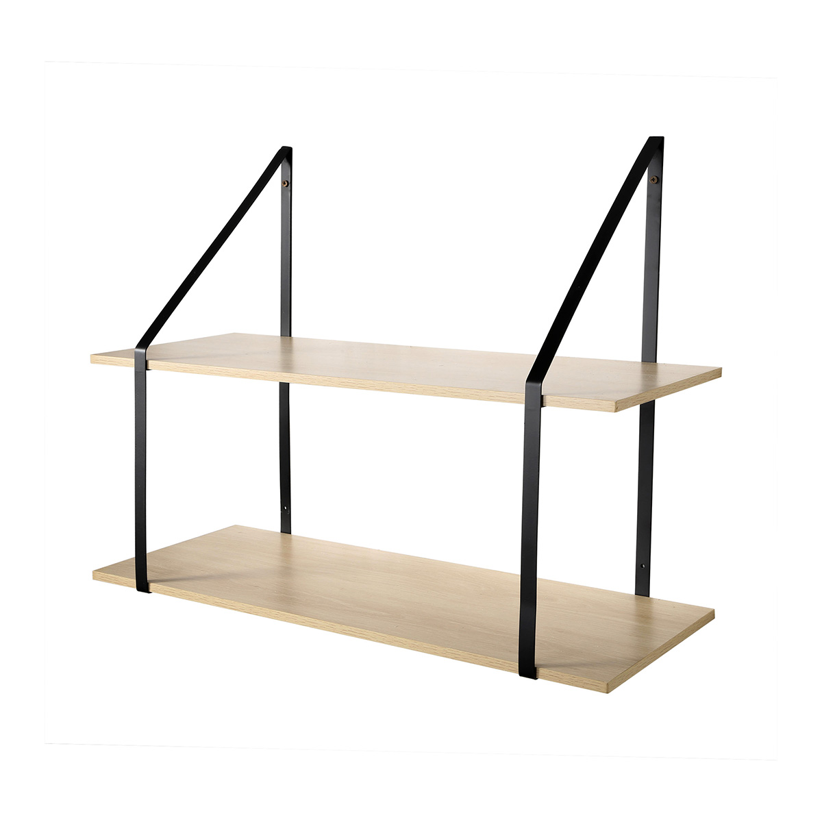 Estante de pared de 2 niveles efecto madera - l80 x a60 cm -
