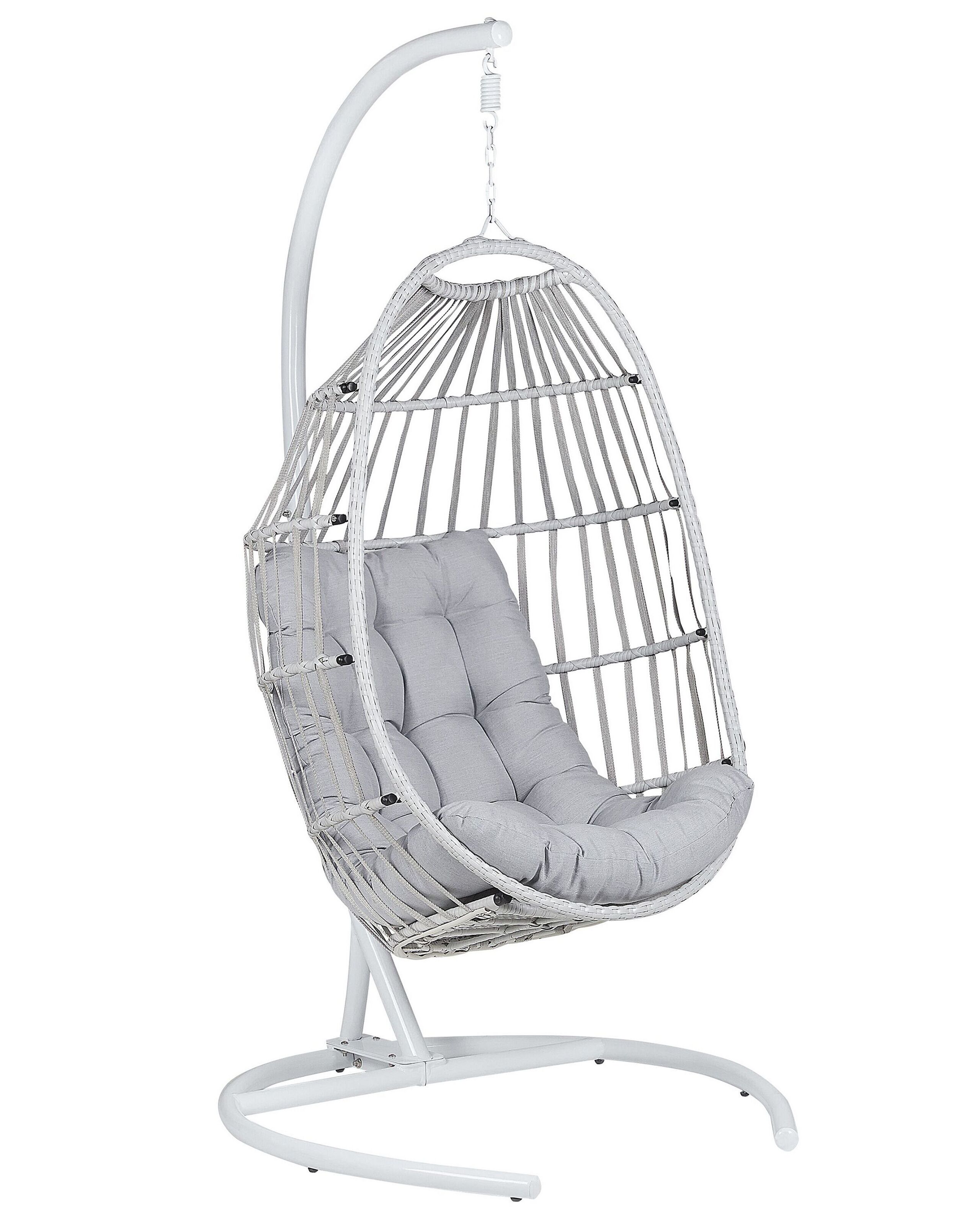 Sillón colgante con soporte sesia ratán sintético gris claro