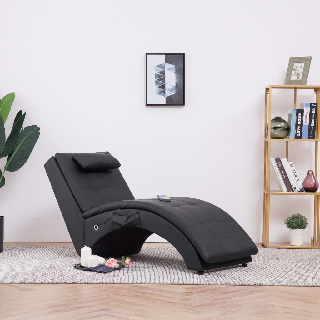 Diván de masaje con almohada de cuero sintético marrón oif633188