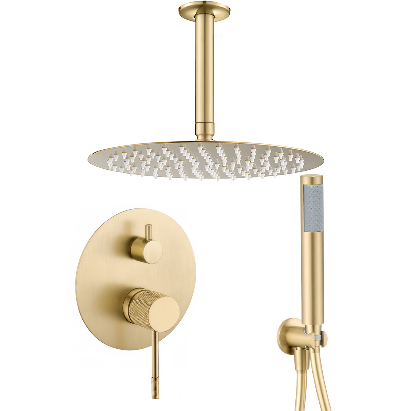 Valaz ducha empotrada monomando techo redonda maneta luxury oro mate - 25cm