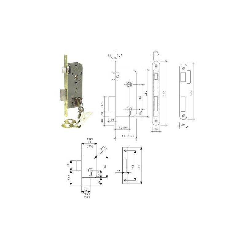 Cerradura tesa 2030-hl/50 borde redondeado